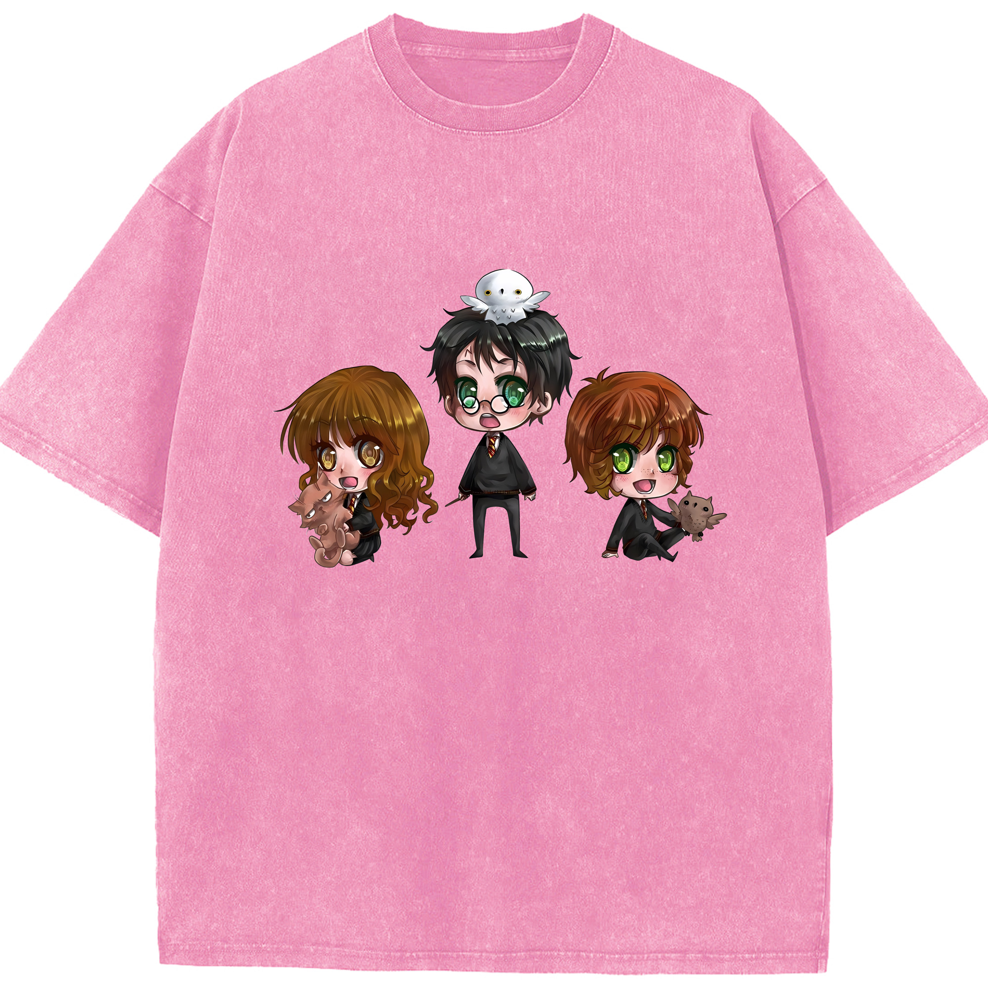 （画像用） Harry Potter ハリー・ポッターシリーズ 綿100% ヴィンテージ風 半袖Tシャツ（フロントプリント）
